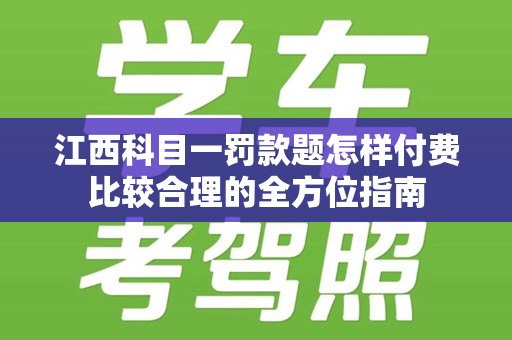 江西科目一罚款题怎样付费比较合理的全方位指南