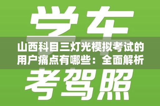 山西科目三灯光模拟考试的用户痛点有哪些：全面解析与解决方案