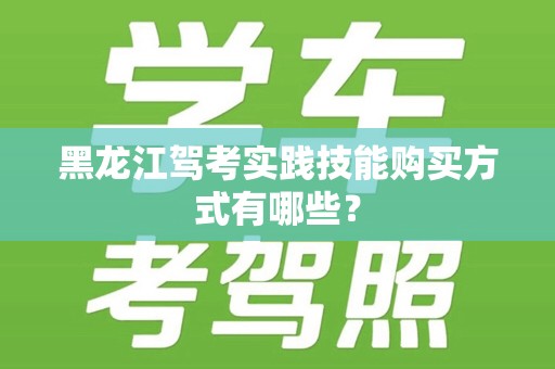 黑龙江驾考实践技能购买方式有哪些？